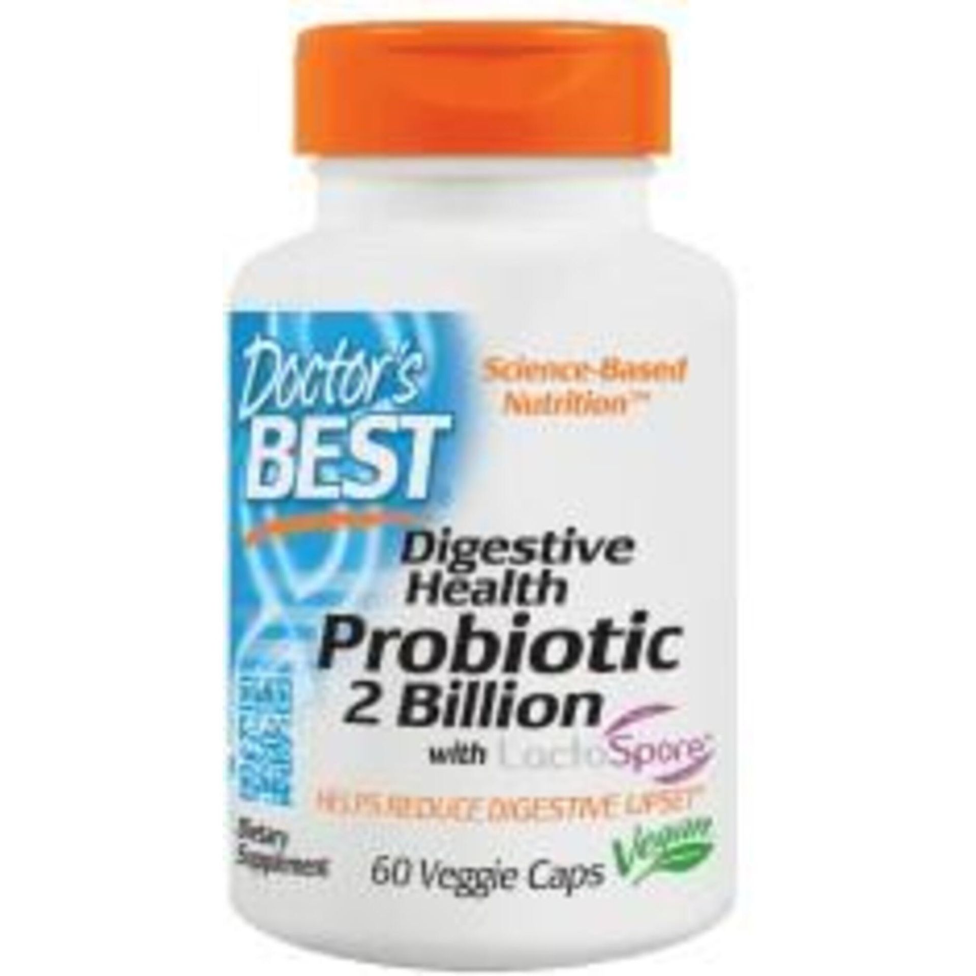 Doctor''s Best Digestive Health Probiotic with LactoSpore 2 Billion (Probiotyk dla zdrowia układu pokarmowego) 60 Kapsułek wegetariańskich