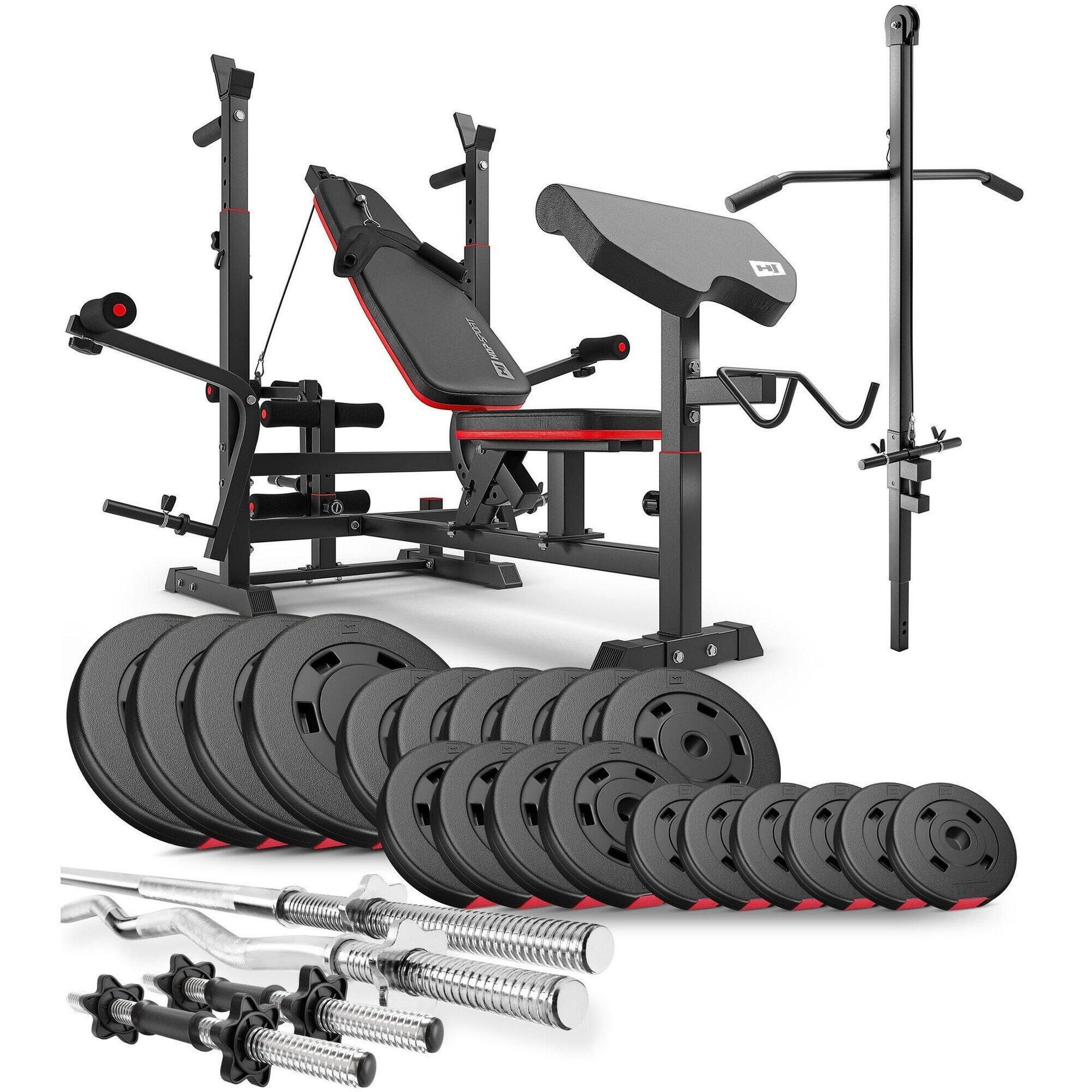 Zestaw kulturystyczny Premium 105kg z ławką hs-1075