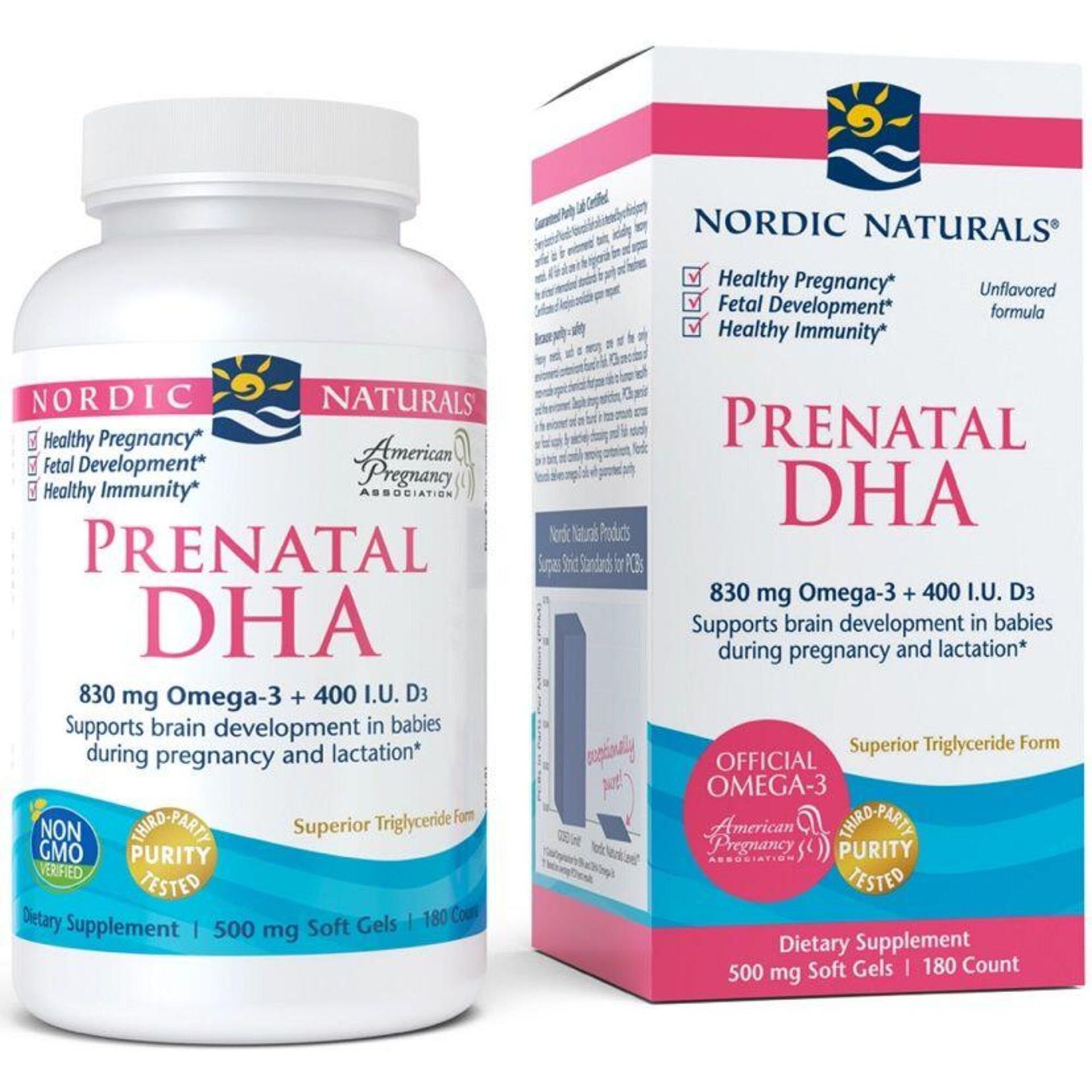 Prenatal DHA, 830mg Unflavored - 180 softgels Nordic Naturals
