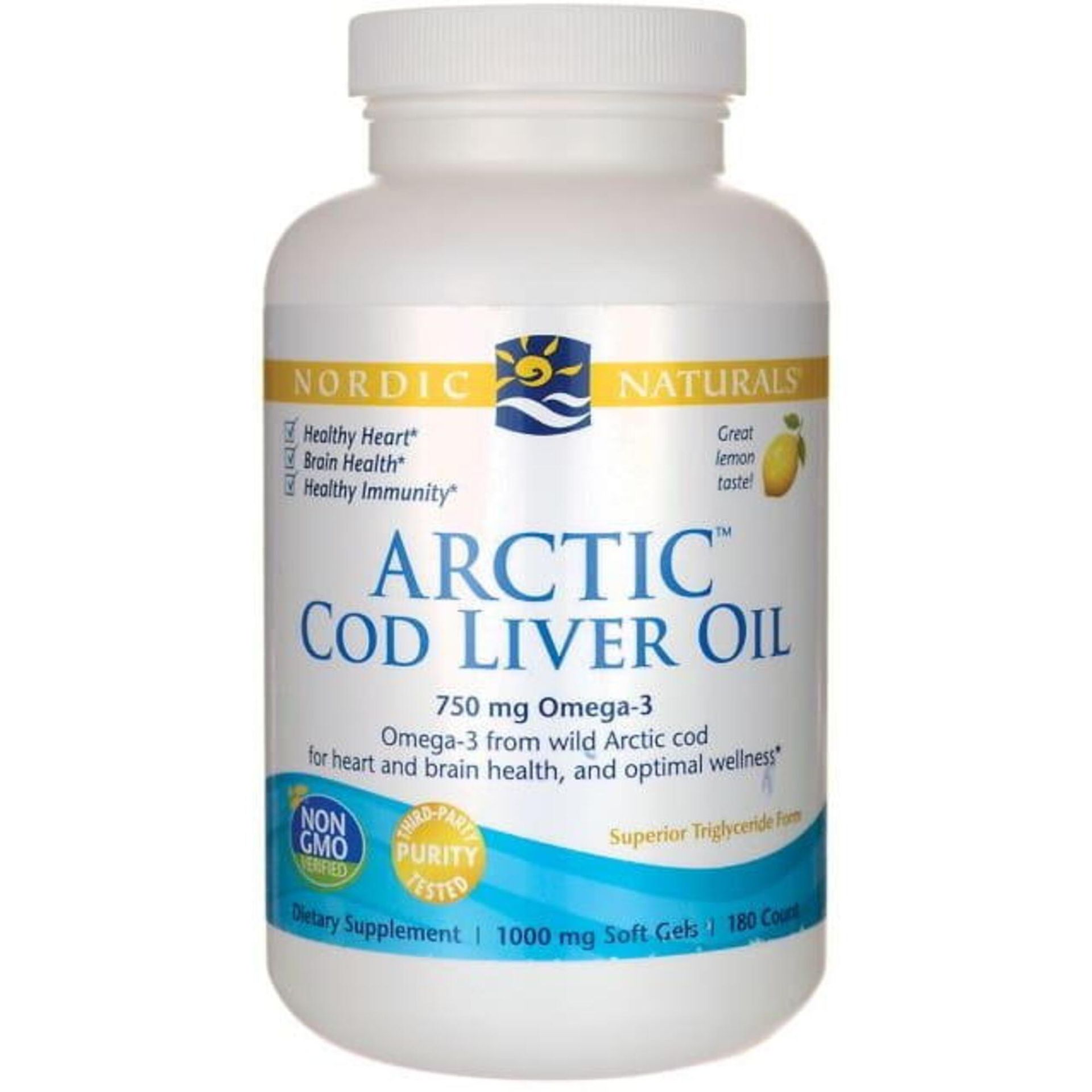 NORDIC NATURALS Nordic Naturals Arctic Cod Liver Oil Omega-3 675mg smak cytrynowy 90 kapsułek 1125070