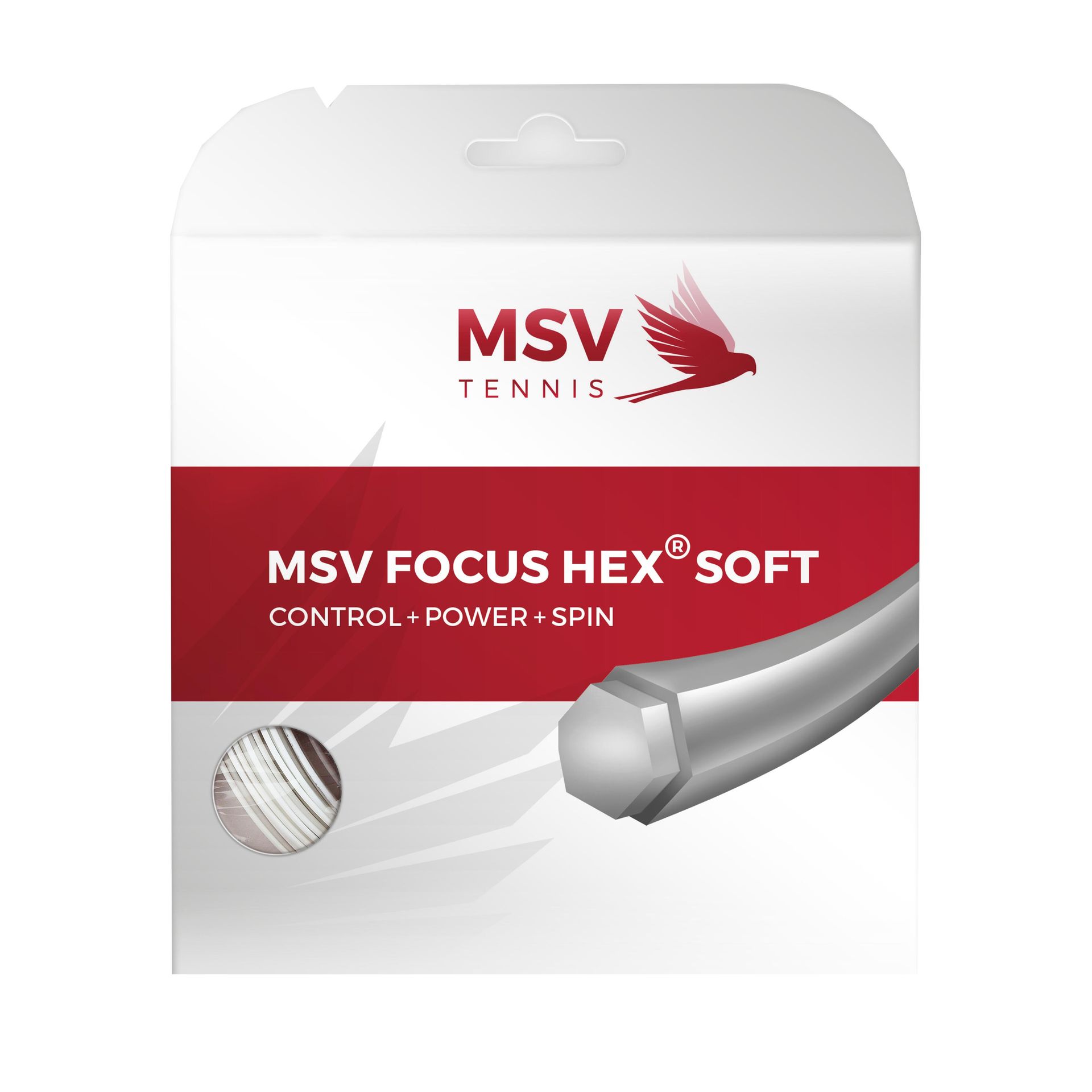 Naciąg do rakiety tenisowej MSV Focus Hex Soft bialy set 12 m. 1,20 mm.