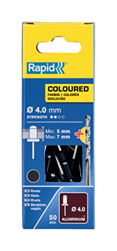 R:Rivets Alu Ø4x10 50pcs+Drill d.grey