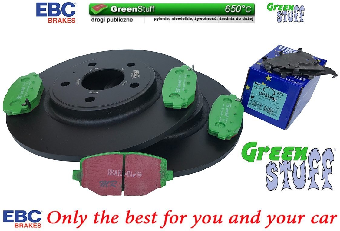 Tylne klocki GreenStuff + tarcze hamulcowe 328mm EBC seria Premium Dodge Caravan 2012-