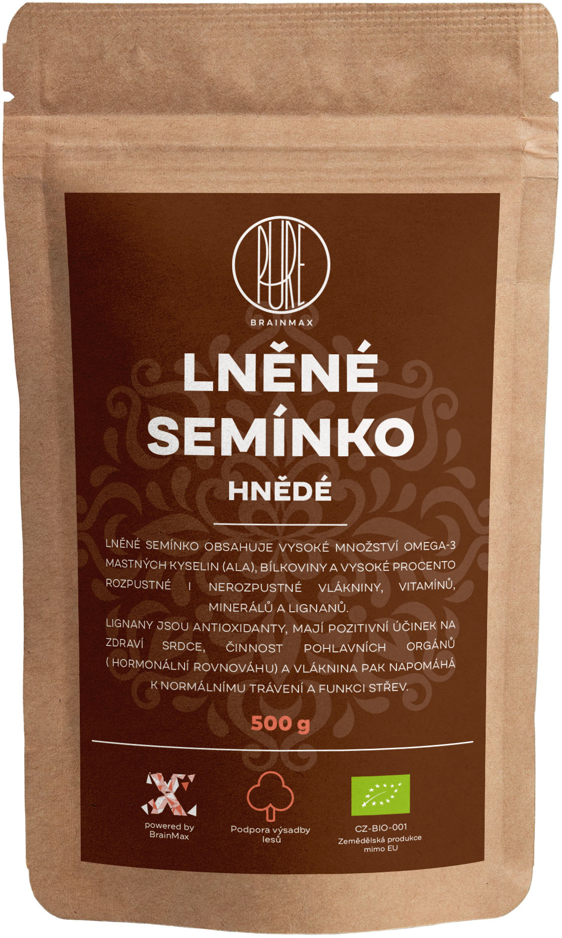 BrainMax Pure Siemię Lniane (brązowe) BIO, 500 g