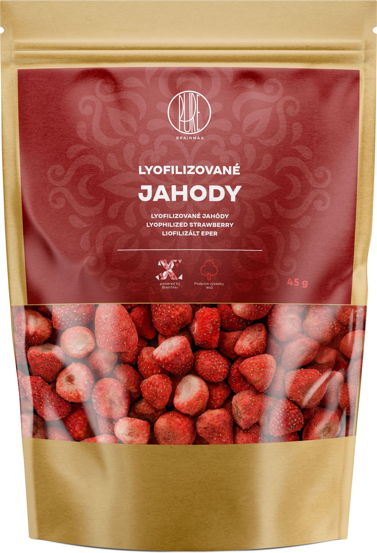 BrainMax Pure Liofilizowane truskawki, 45 g