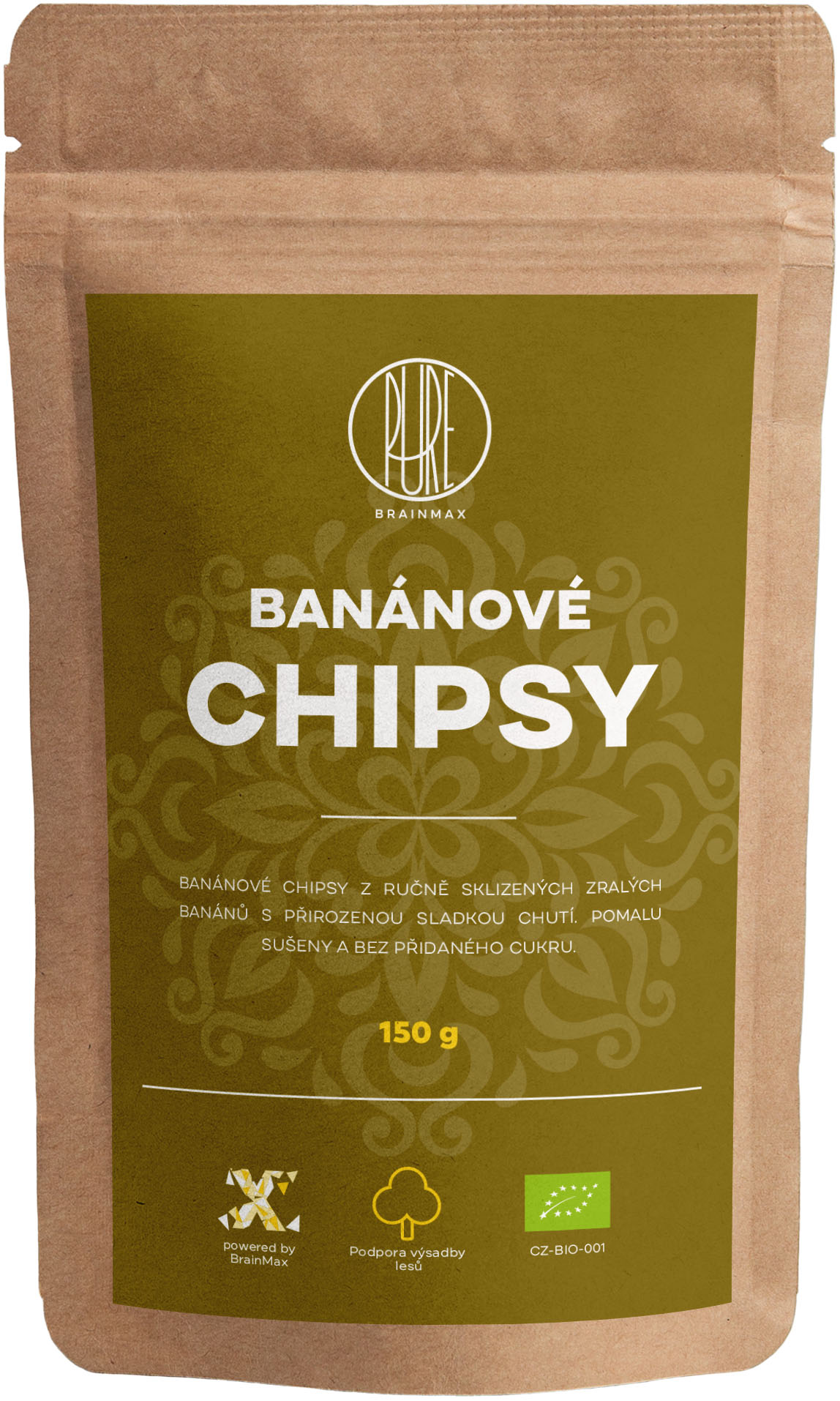 BrainMax Pure Chipsy Bananowe BIO, 150 g