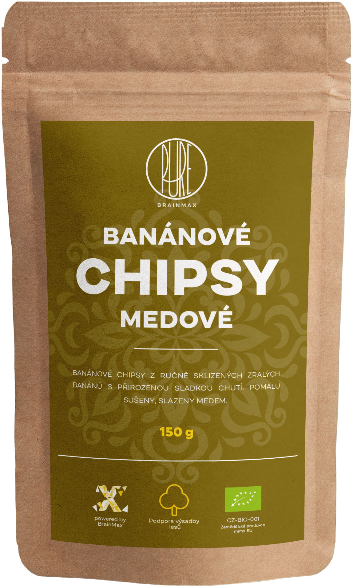 BrainMax Pure Chipsy bananowe miodowe BIO, 150g