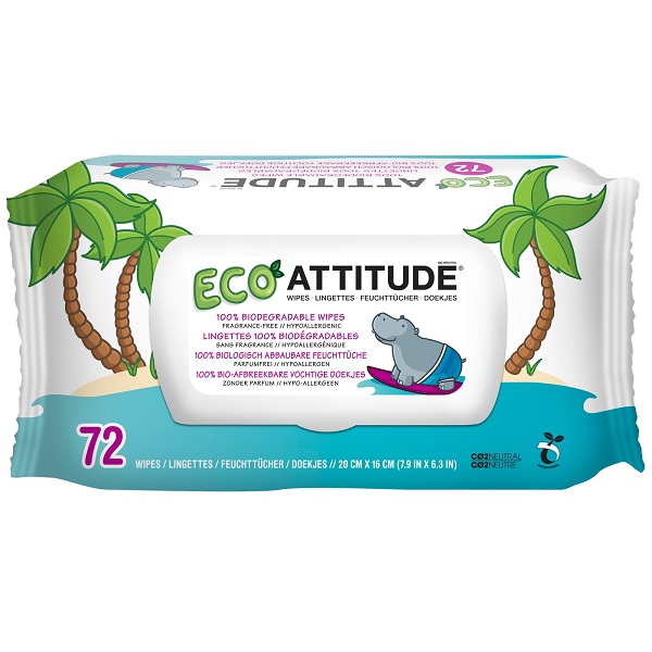 Attitude - Bezzapachowe chusteczki nawilżane, 72 szt.