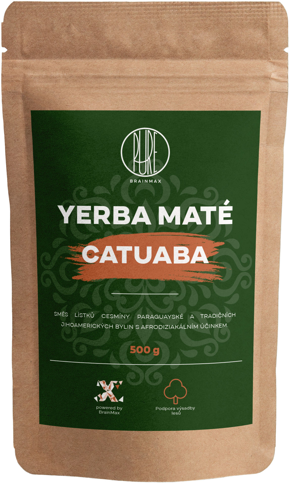 BrainMax Pure® Yerba Mate, Catuaba, 500 g
