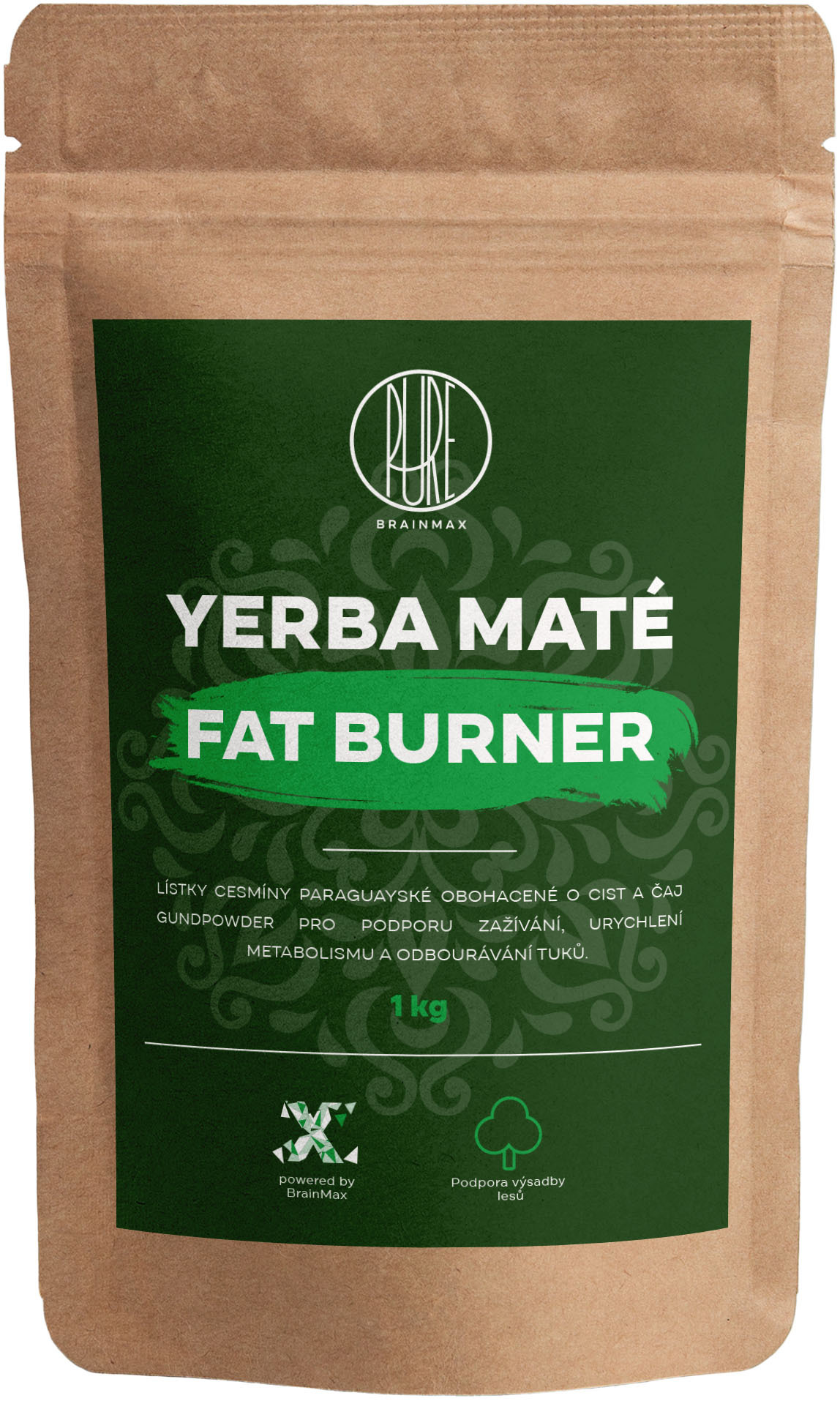 Фото - Вітаміни й мінерали Pure BrainMax  Yerba Mate, Fat Burner, 1000 g 