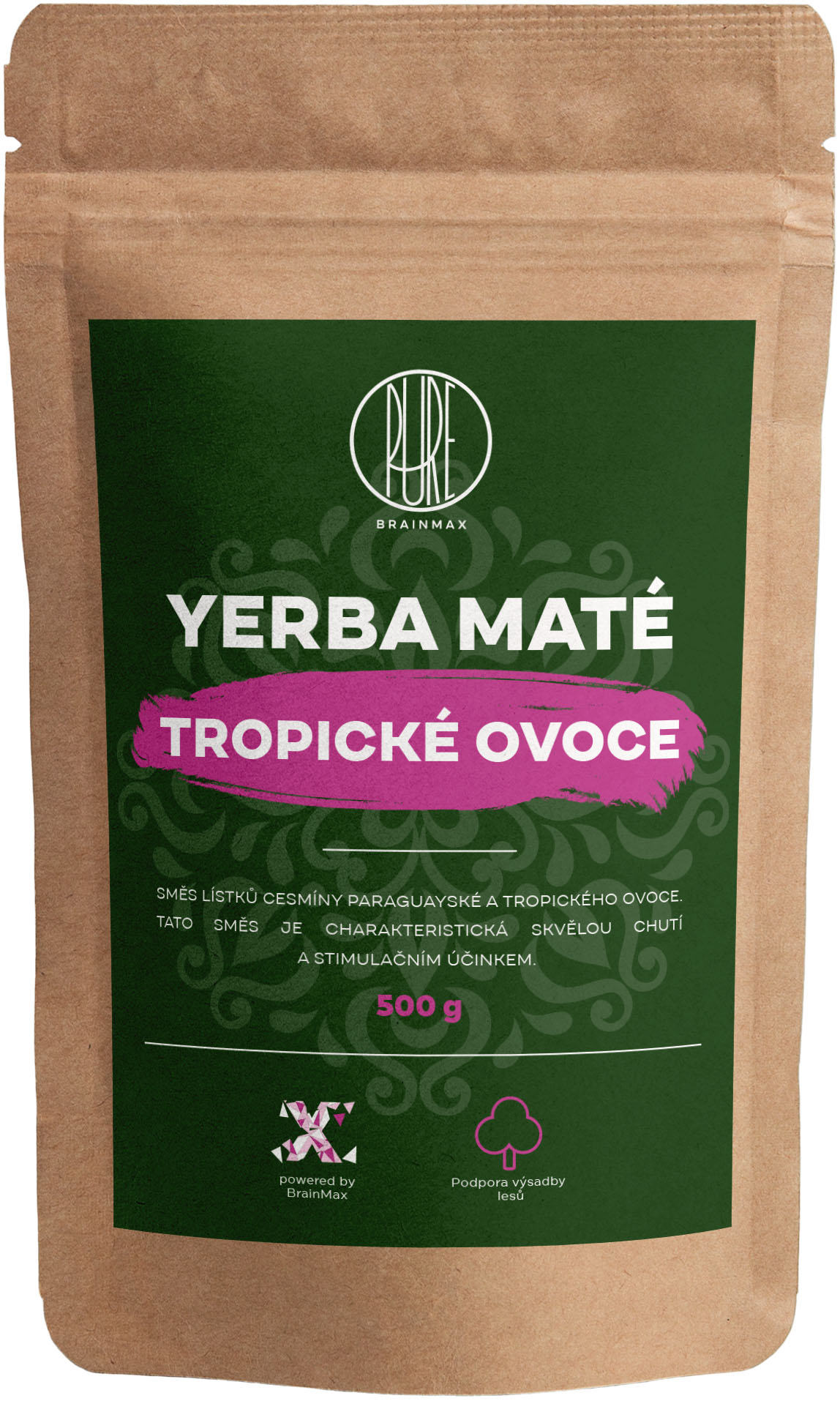 BrainMax Pure® Yerba Mate, Owoce Tropikalne, 500 g