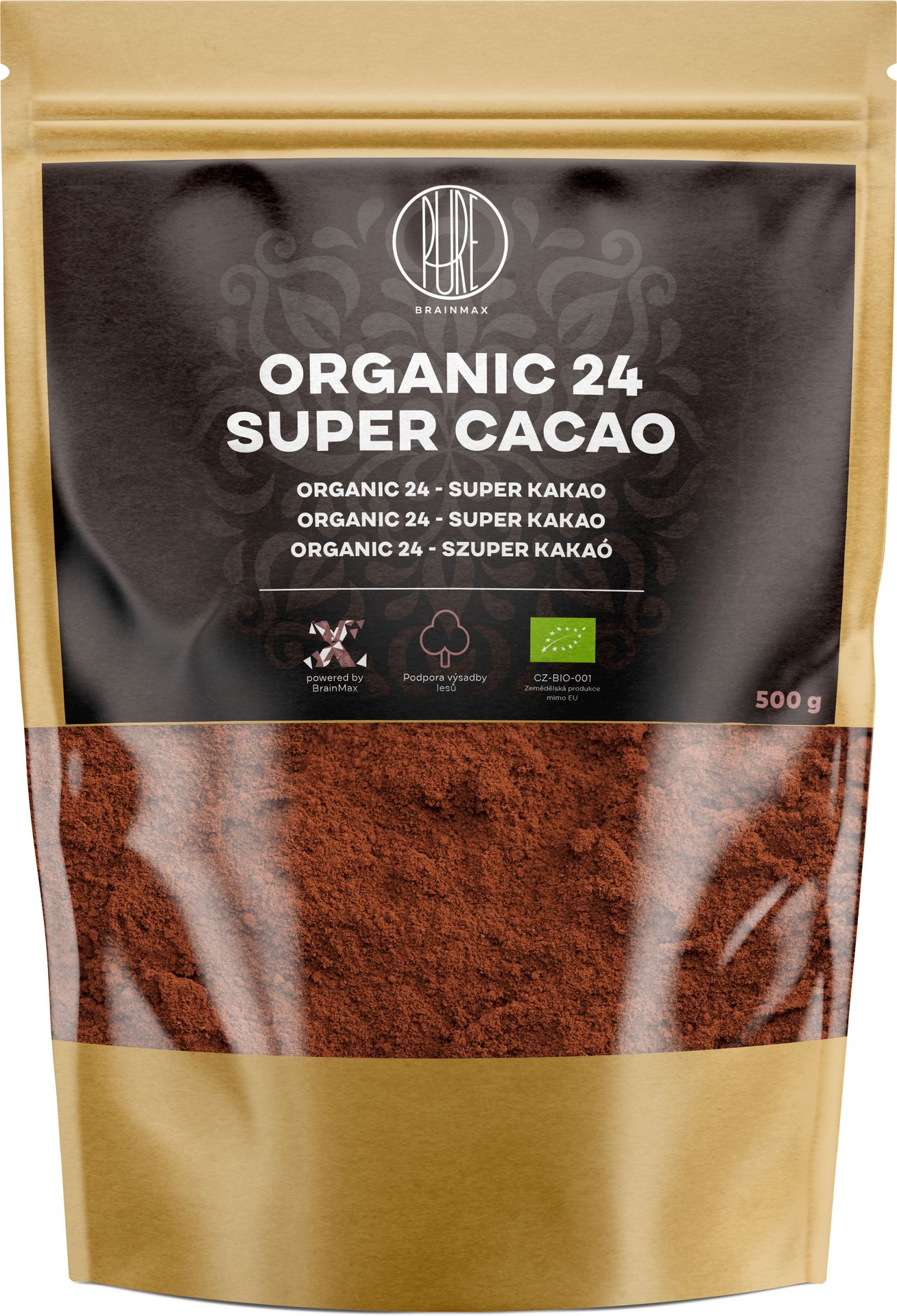BrainMax Pure 24 Super Cacao, BIO RAW kakao, 500g