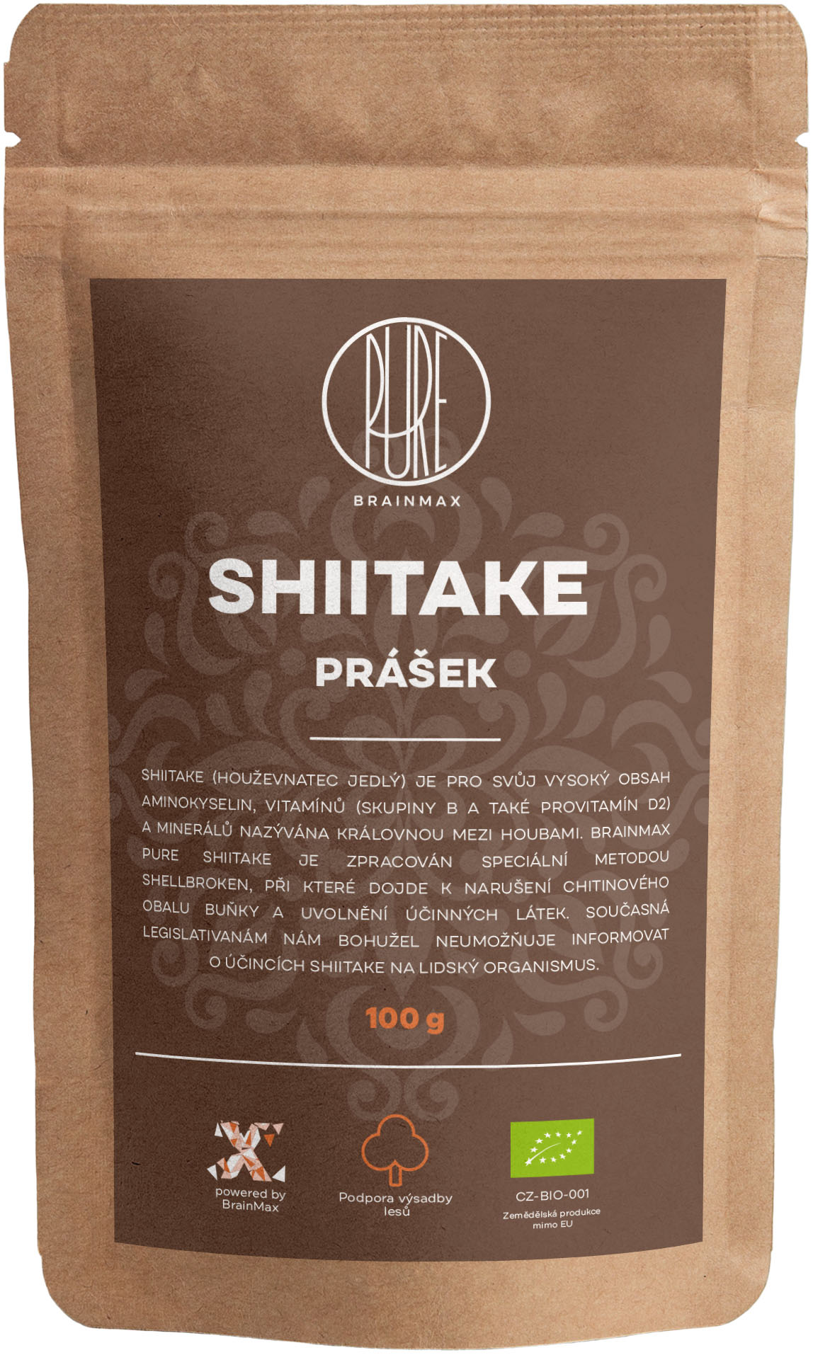 BrainMax Pure Shiitake w proszku, BIO 100g