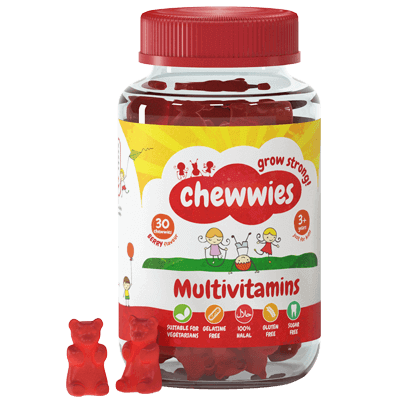 Chewwies Multivitamin (multiwitamina dla dzieci), malina, 30 żelków