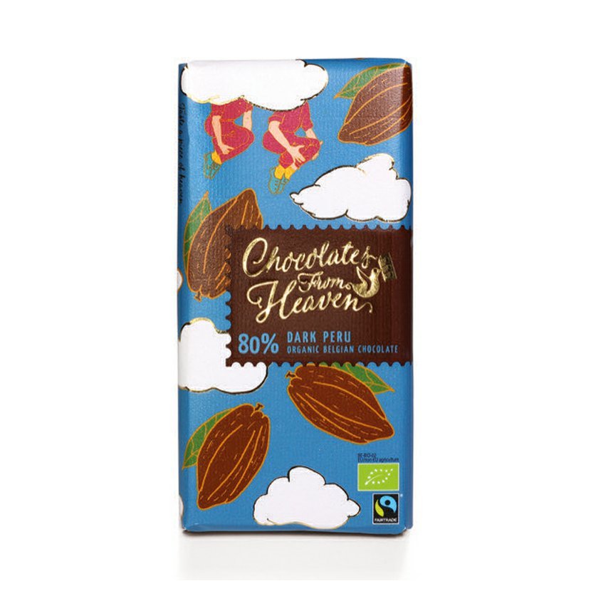 Chocolates from Heaven Czekoladki z Nieba - BIO gorzka czekolada Peru 80%, 100g