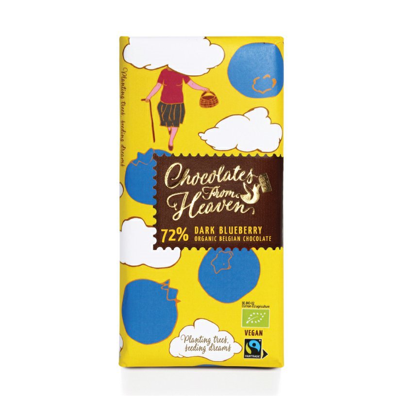 Chocolates from Heaven Czekoladki z Nieba - BIO czekolada gorzka z jagodami 72%, 100g