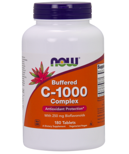 Now® Foods NOW Buffered Vitamin C-1000 Complex z bioflawonoidami, 180 tabletek