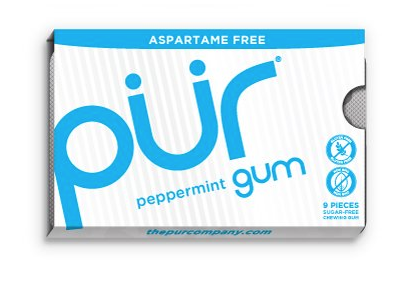 Naturalna guma do żucia PÜR bez Aspartamu, Mięta Mięta Pieprzowa, 9szt