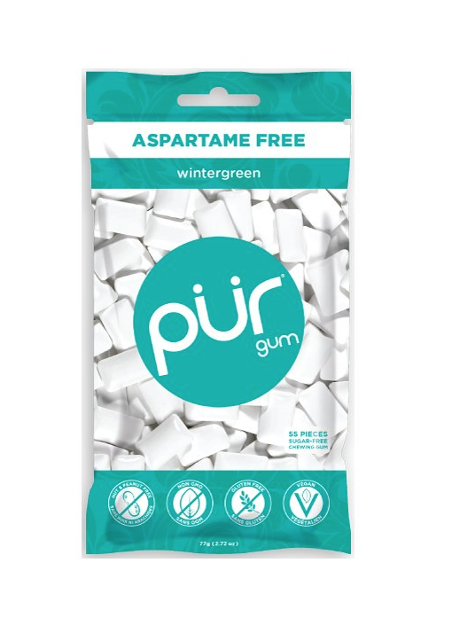 Naturalna guma do żucia PÜR bez Aspartamu, Wintergreen, 55szt