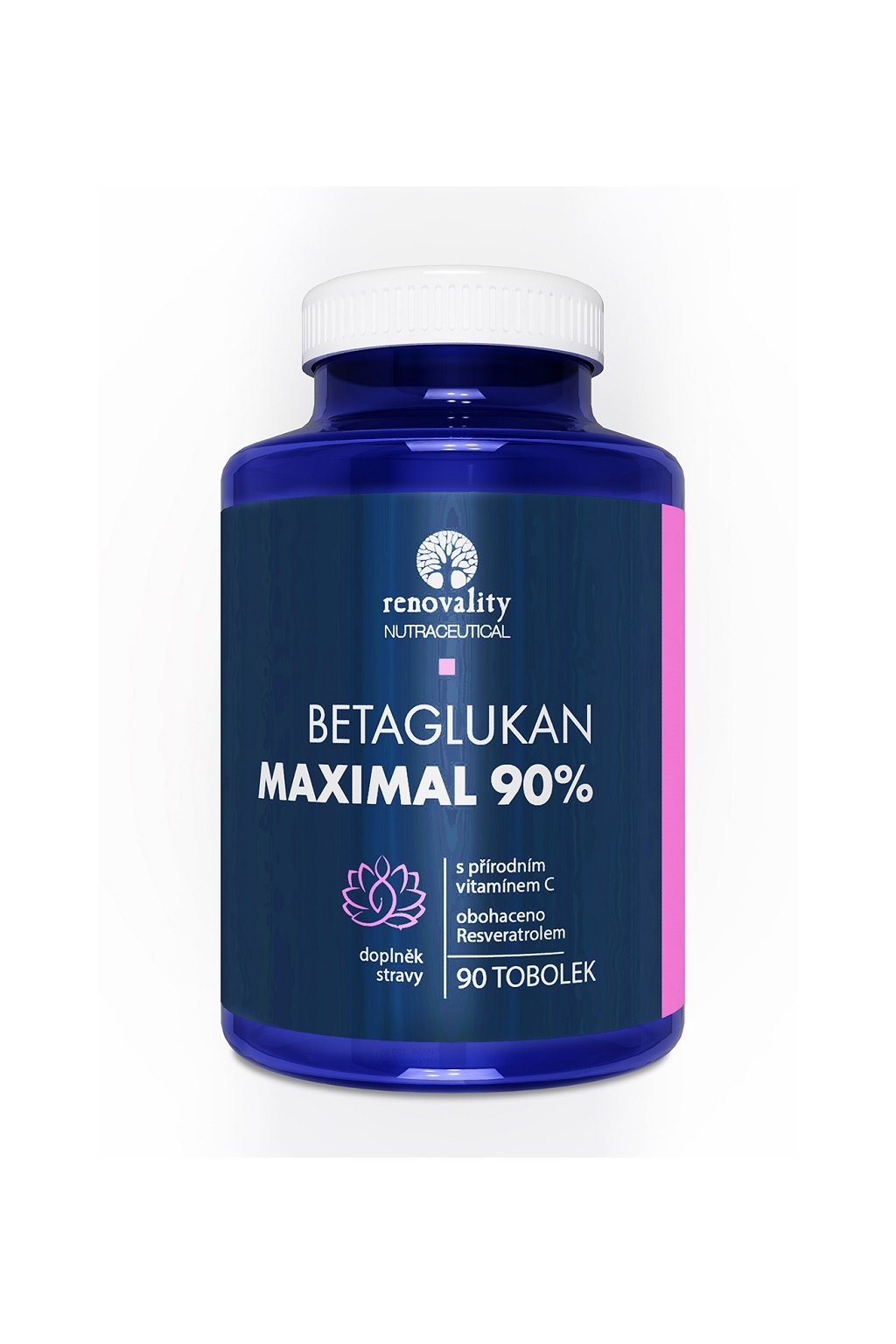 Renovality Renowacja - Betaglukan 90% MAXIMAL z witaminą C pochodzenia naturalnego, 90 kapsułek