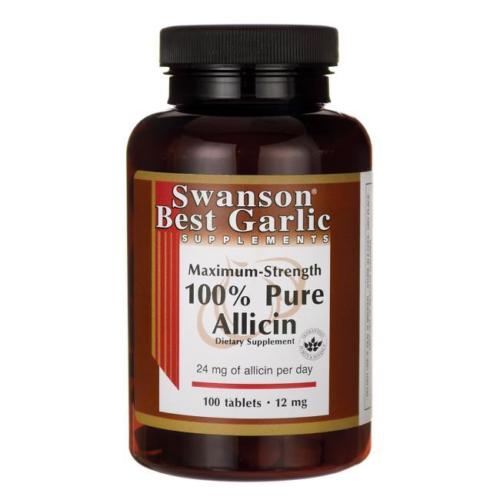 Фото - Вітаміни й мінерали Swanson 100 Pure Allicin, 12 mg Maksymalna siła, 100 tabletek 