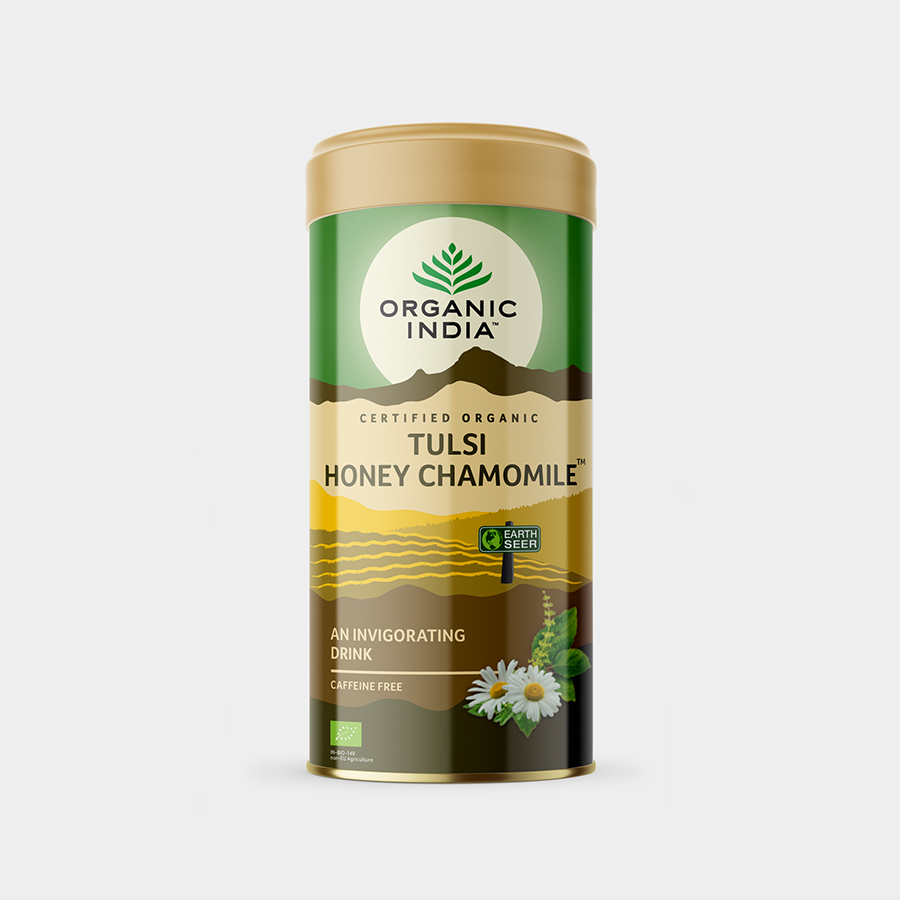 Organic India Miód Tulsi + Rumianek BIO, puszka 100g