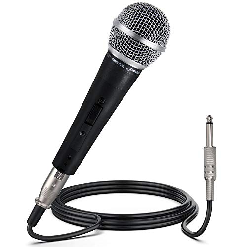 Profesjonalny dynamiczny mikrofon wokalny - ruchoma cewka dynamiczny kardioidalny mikrofon ręczny z przełącznikiem ON/OFF zawiera kabel audio XLR 15 m do połączenia audio 1/4 cala - Pyle PDMIC59