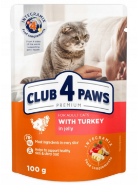 CLUB 4 PAWS CLUB 4 PAWS FOR ADULT CATS WITH TURKEY IN JELLY