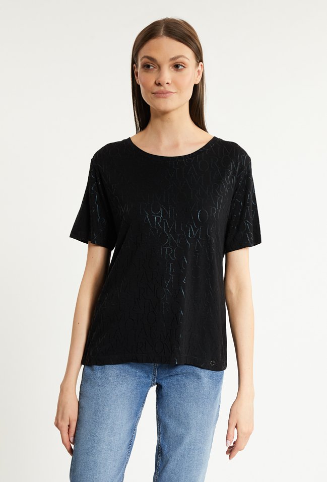 Wzorzysty t-shirt damski - Monnari