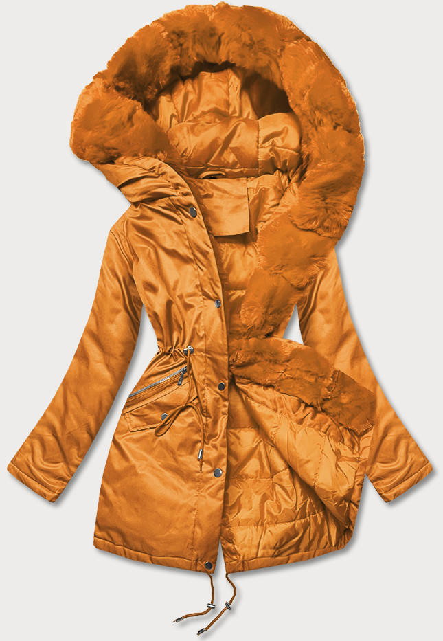PARKA DAMSKA Z FUTERKIEM POMARAŃCZOWA (5M762-254) - J.STYLE