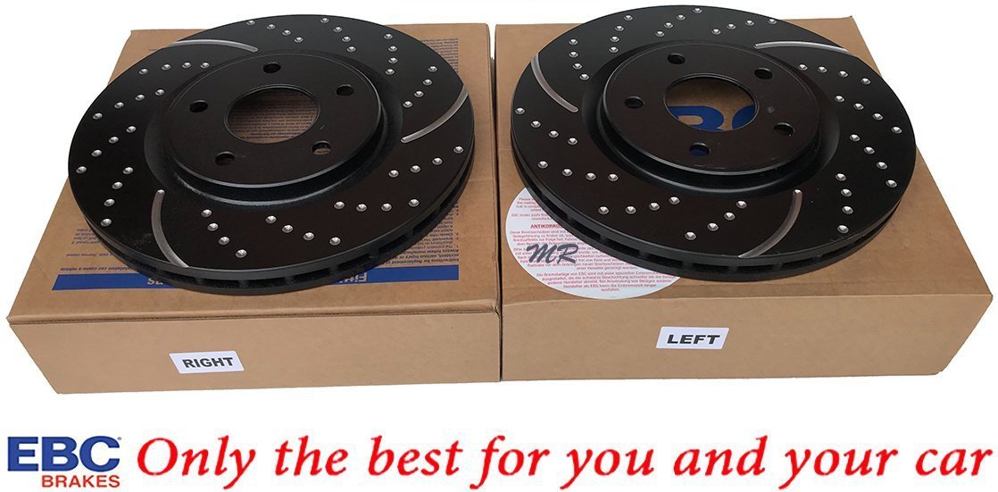 Przednie klocki GreenStuff + NAWIERCANE NACINANE tarcze hamulcowe 330mm EBC seria GD Chrysler Pacifica 2017-