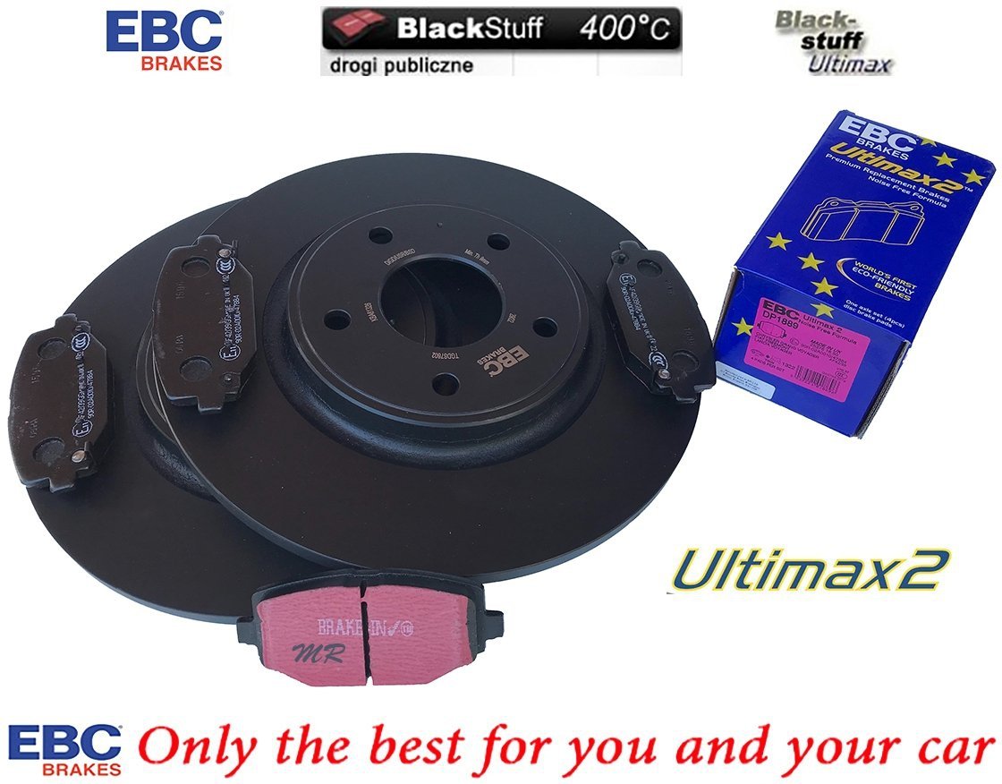 Tylne klocki Ultimax2 + tarcze hamulcowe 328mm EBC seria Premium RAM Cargo Van 2012-