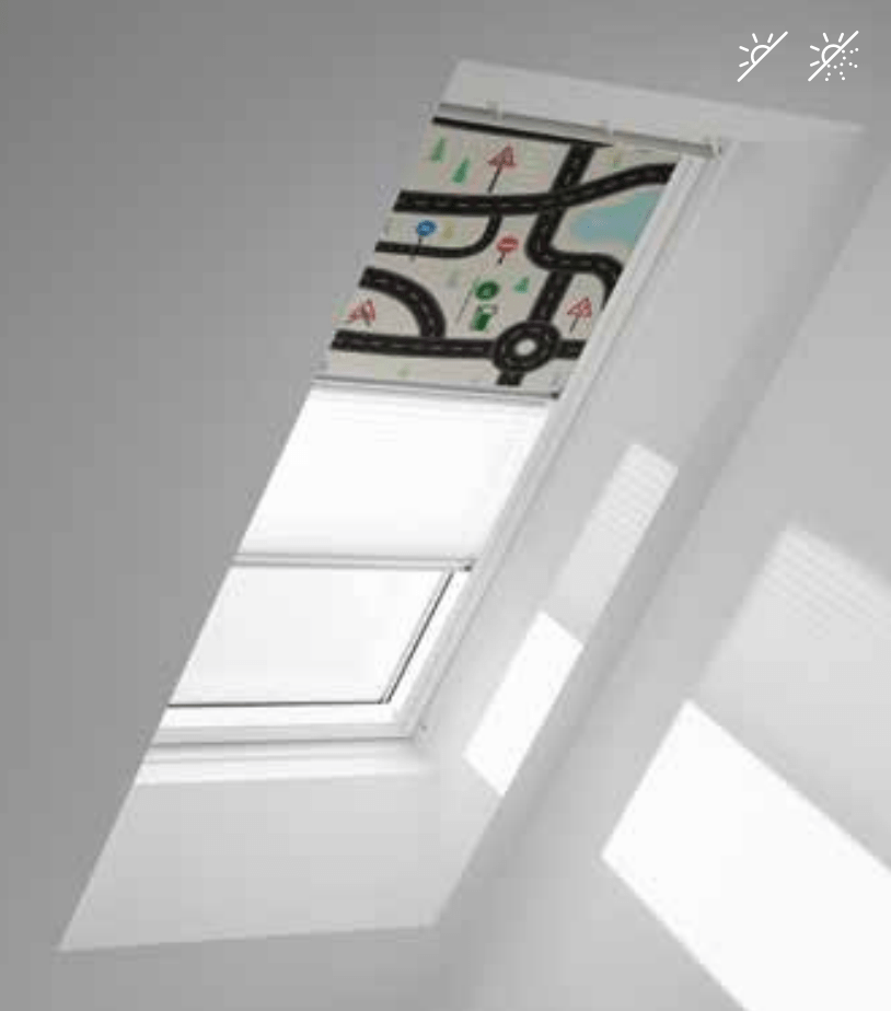 Roleta 2w1 zaciemniająco - plisowana DFD Velux - Kolekcja Dziecięca