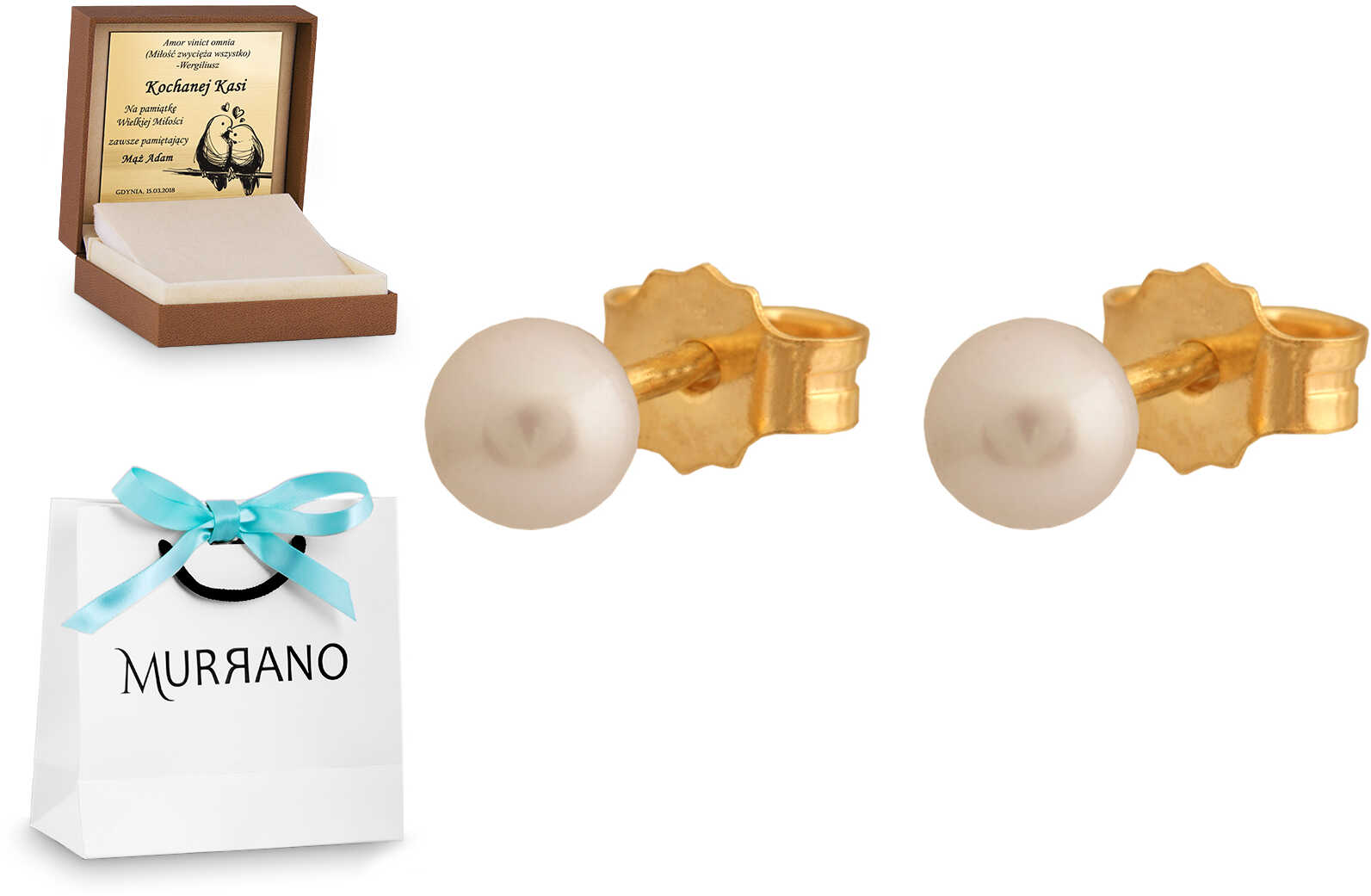 Złote kolczyki 585 na sztyfcie prezent grawer