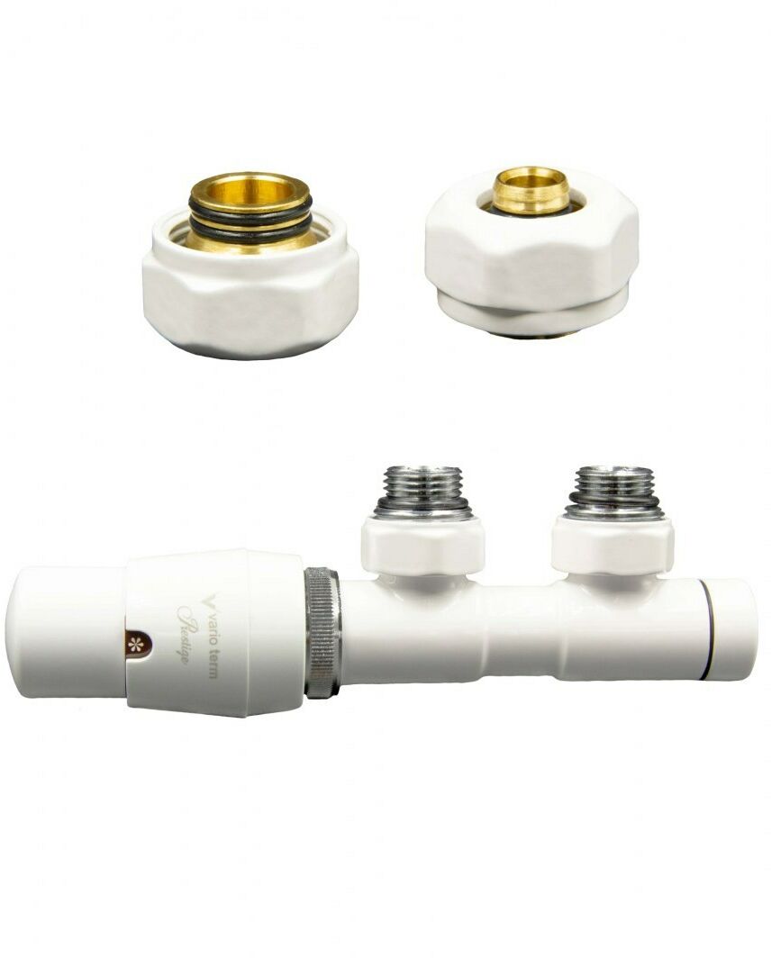 Zawór termostatyczny 50mm TWINS biały lewy Pex