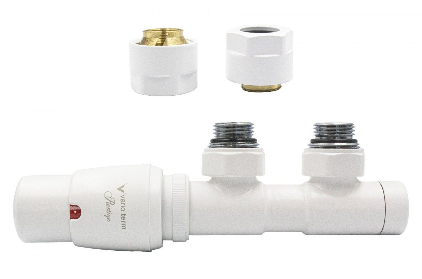 Zawór termostatyczny 50mm TWINS biały mat lewy Cu