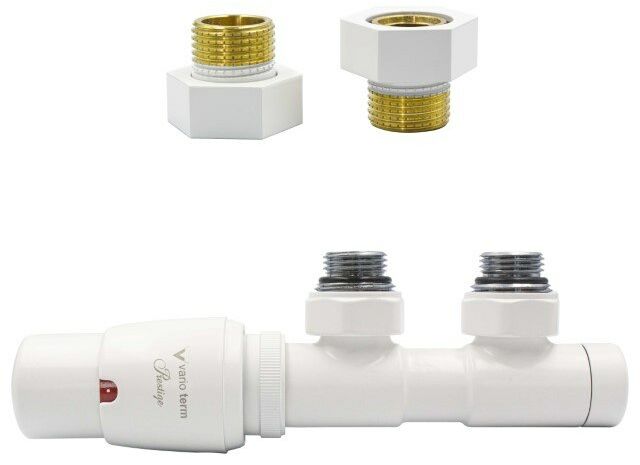 Zawór termostatyczny 50mm TWINS biały mat lewy GZ1/2