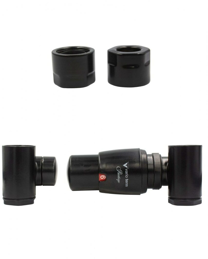 Zawór termostatyczny do grzałki INTEGRA czarny mat prawy Cu