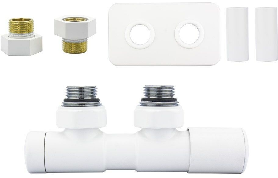 Zawór regulacyjny 50mm TWINS biały mat prawy GZ1/2 All in One rozeta zespolona prostokątna