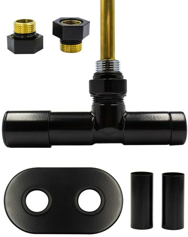 Zawór jednootworowy regulacyjny UNICO czarny mat All in one lewy GZ1/2