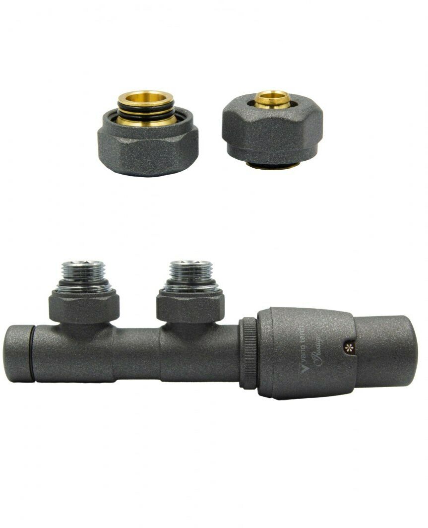 Zawór termostatyczny 50mm TWINS grafit strukturalny prawy Pex