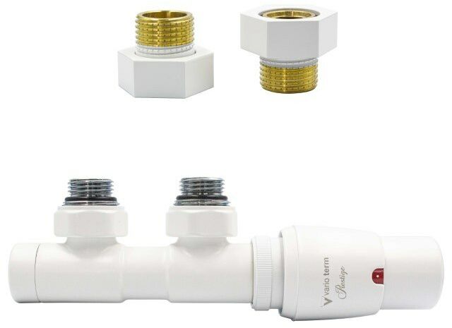Zawór termostatyczny 50mm TWINS biały mat prawy GZ1/2