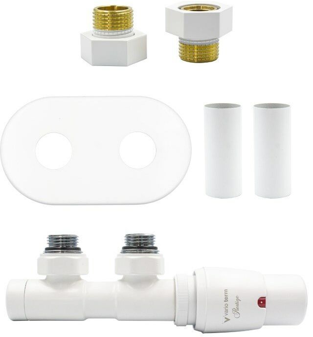 Zawór termostatyczny 50mm TWINS biały mat prawy GZ1/2 All in One