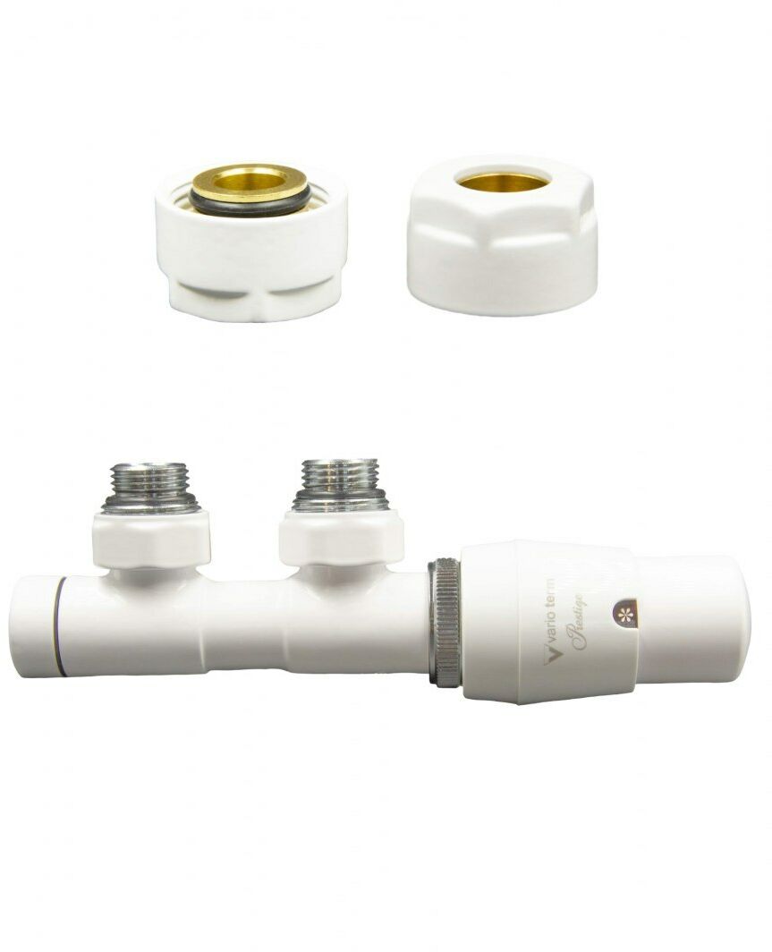 Zawór termostatyczny 50mm TWINS biały prawy Cu