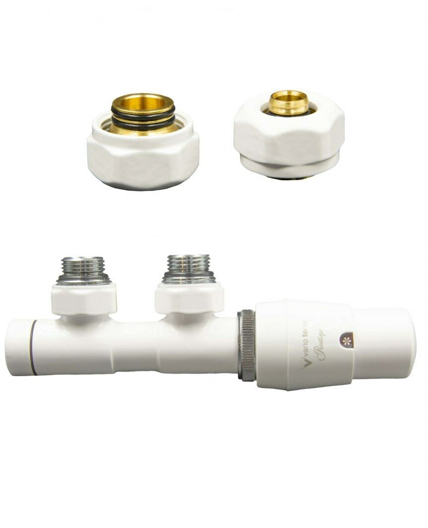 Zawór termostatyczny 50mm TWINS biały prawy Pex