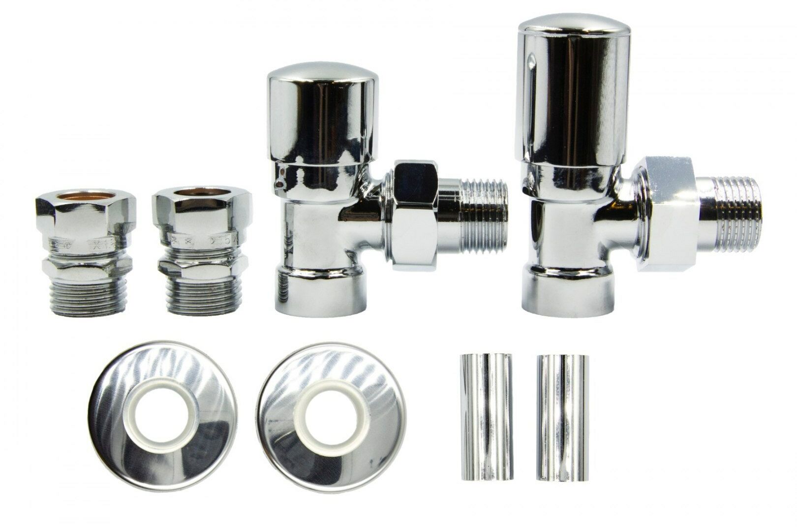 Zawór regulacyjny kątowy SWING chrom All in One Cu 15mm