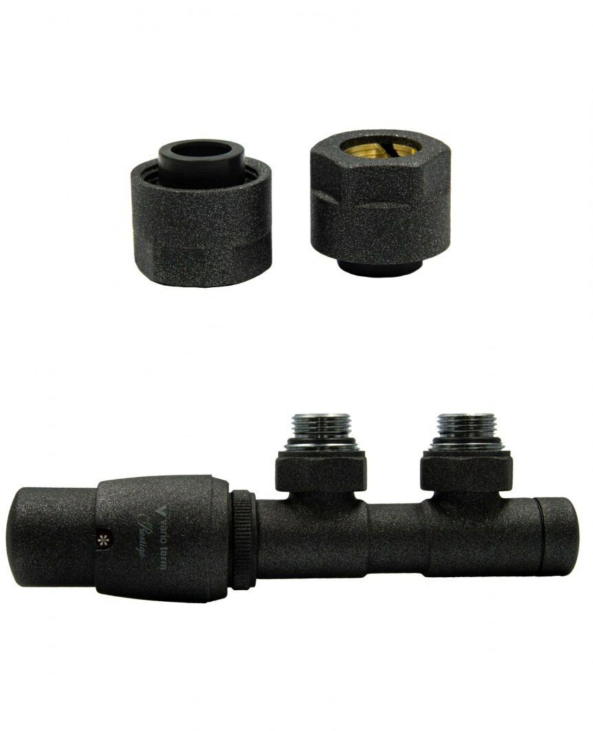 Zawór termostatyczny 50mm TWINS ciemny grafit strukturalny lewy Cu