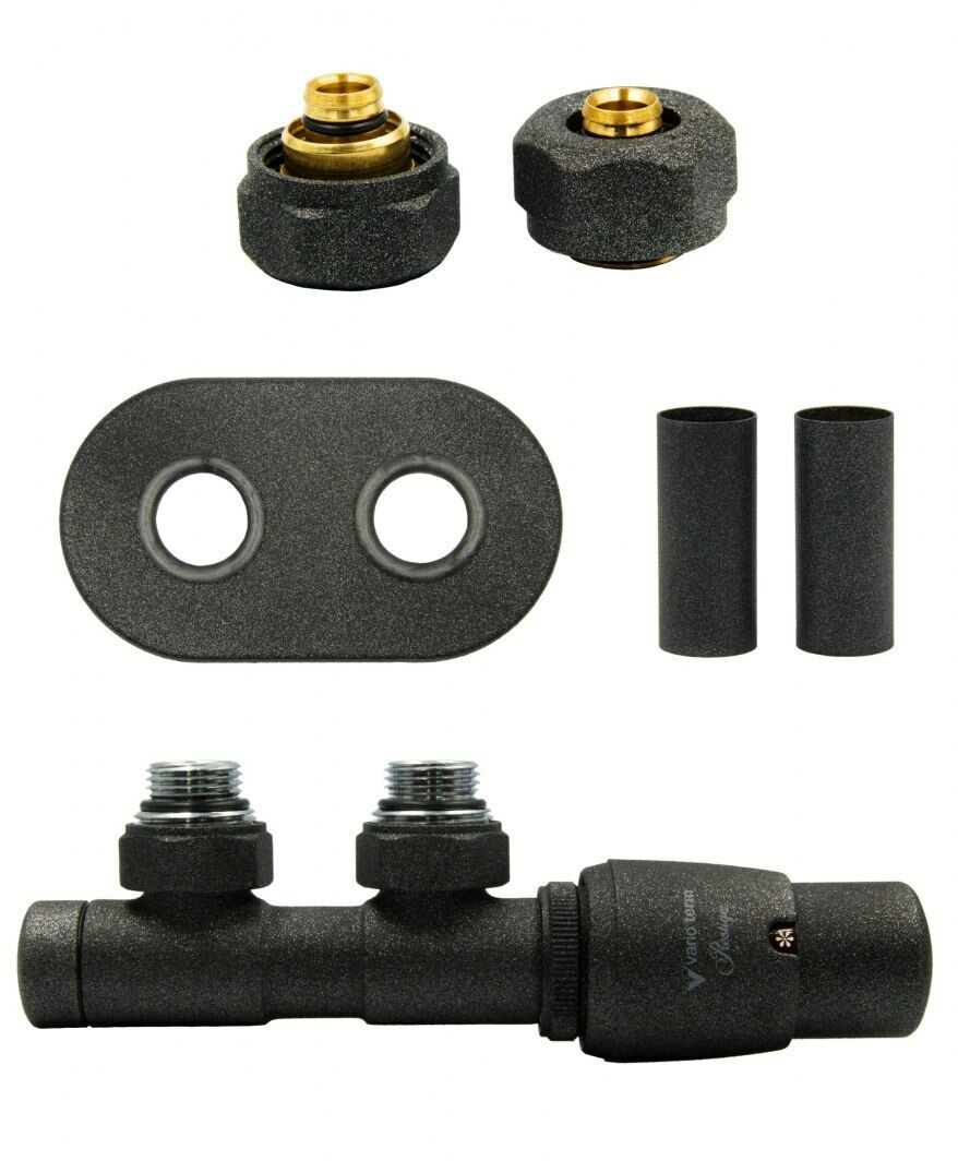 Zawór termostatyczny 50mm TWINS ciemny grafit strukturalny prawy Pex All in One