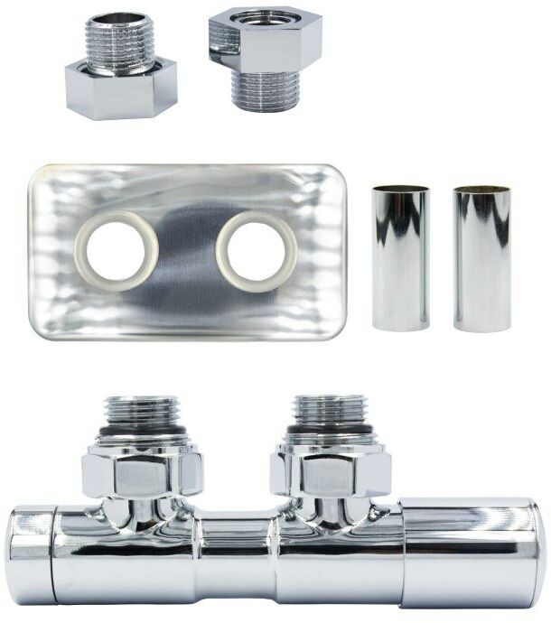 Zawór regulacyjny 50mm TWINS chrom prawy GZ1/2 All in One rozeta zespolona prostokątna