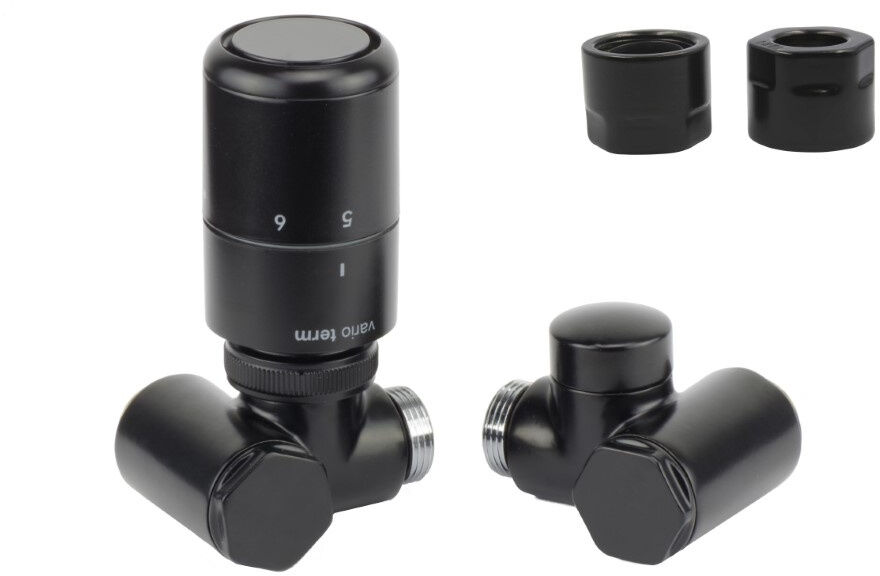 Zawór termostatyczny do grzałki INTEGRA czarny mat lewy Cu głowica Tucan